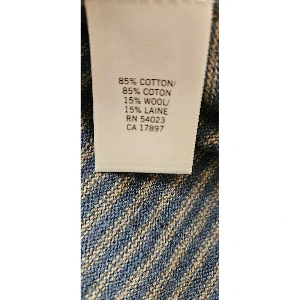 Banana Republic Mens Blue Tan Striped Cotton Wool Mock Neck Henley Sweater S